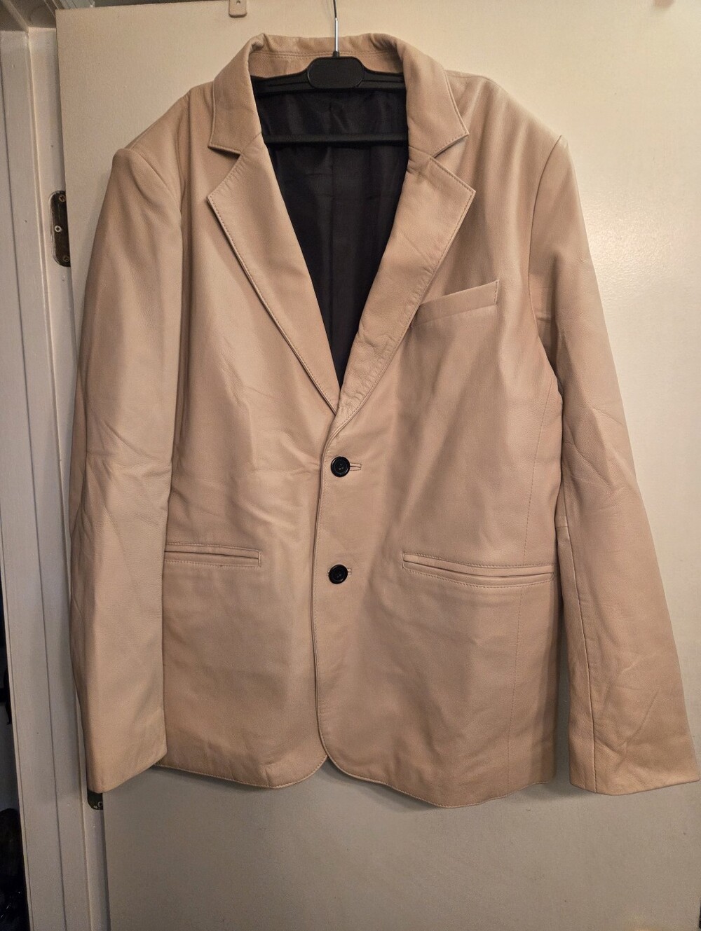 Mens Beige Real Leather Blazer Size Large